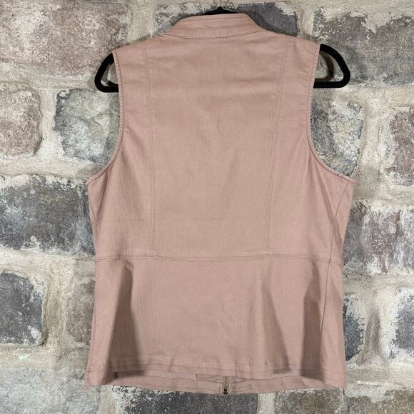 Liz Claiborne Vest Woman's Medium Tan Utility Full Zip High Collar‎ Hiking - Picture 5 of 13